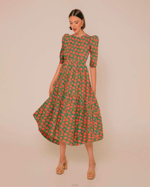 Women Unisa Dress with an asymmetrical skirt Green0X8N1254