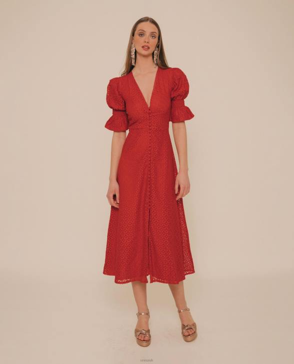 Women Unisa Nuanced fit lace midi dress Red0X8N1258
