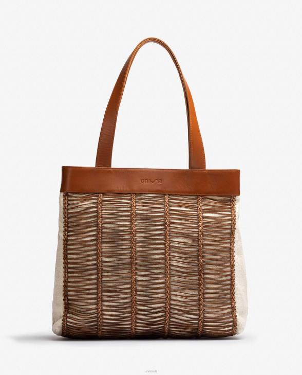 Women Unisa Large handbag made in fabric and leather Brown0X8N1110