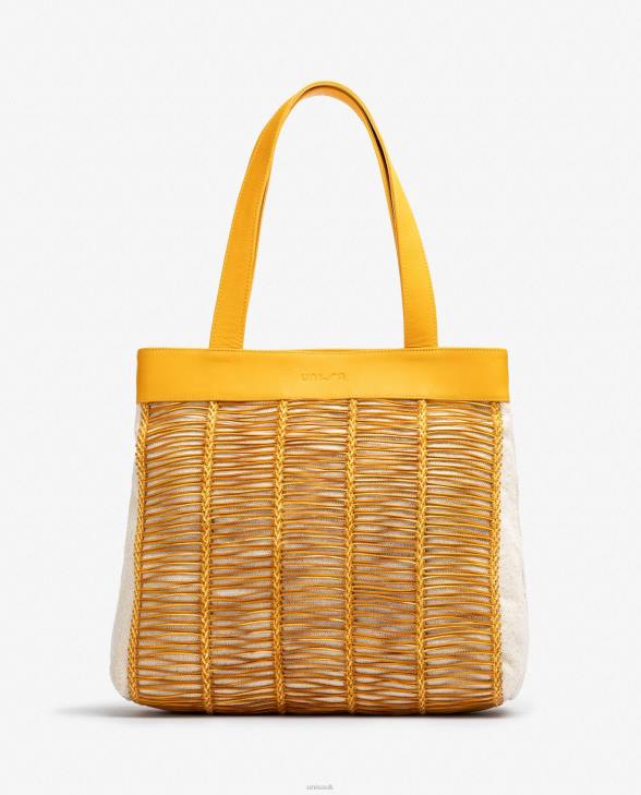 Women Unisa Large handbag made in fabric and leather Yellow0X8N1109