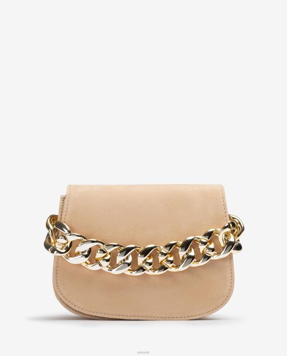 Women Unisa Handbag with a golden chain Beige0X8N1186
