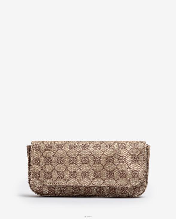 Women Unisa Shiny fabric monogram party handbag Bronze0X8N1209