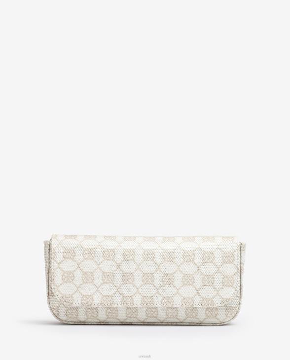 Women Unisa Shiny fabric monogram party handbag White0X8N1210