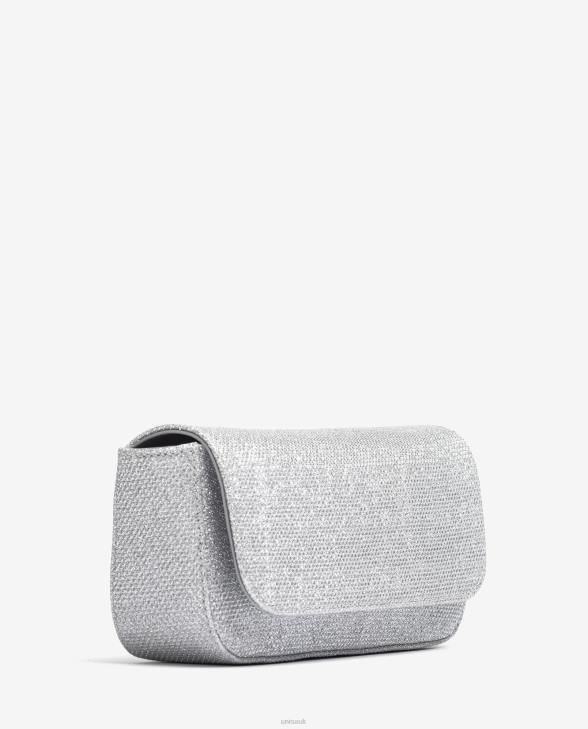 Women Unisa Shiny fabric party handbag Silver0X8N1211