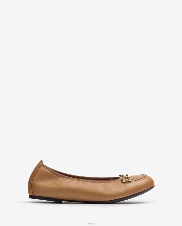 Women Unisa Ballerina shoe with trim Brown0X8N1267