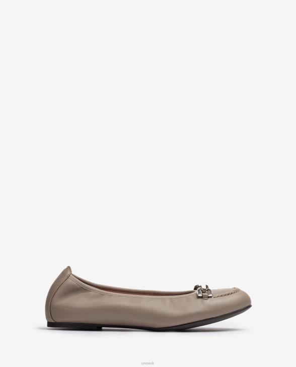 Women Unisa Ballerina shoe with trim Brown0X8N1268