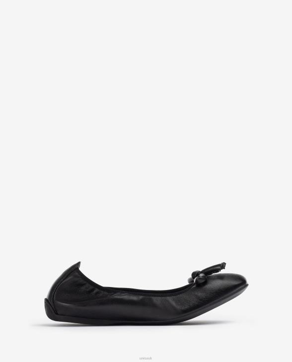 Women Unisa Leather ballerina with a bow Black0X8N643