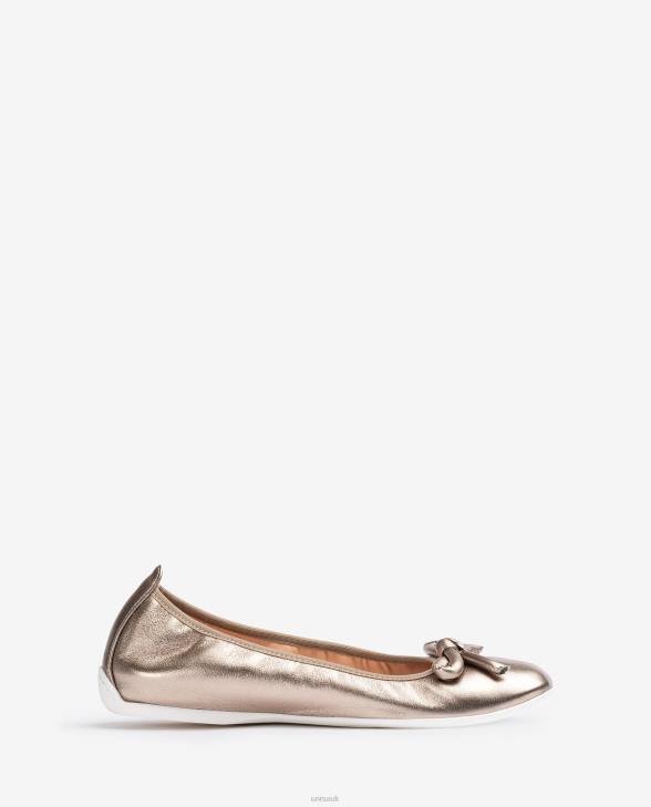 Women Unisa Metallic effect ballerina with a bow Bronze0X8N644