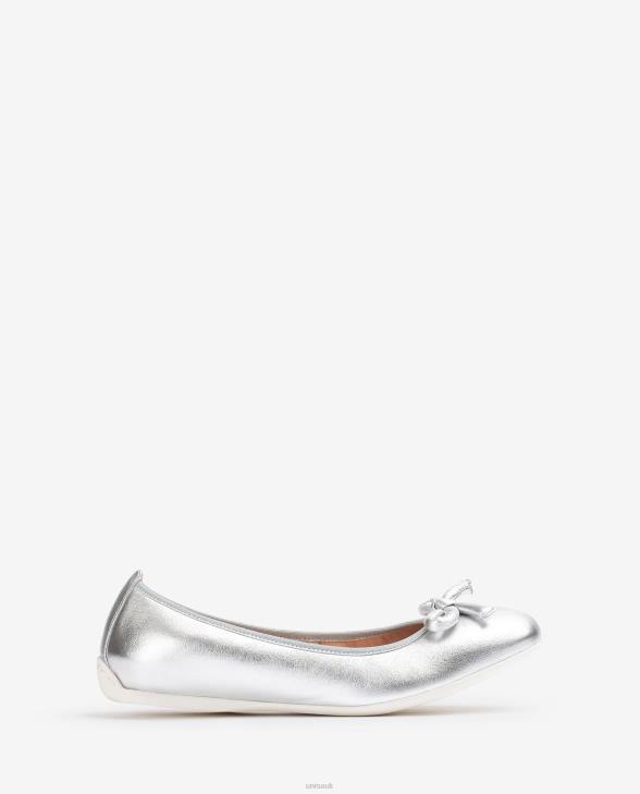 Women Unisa Metallic effect ballerina with a bow Silver0X8N645