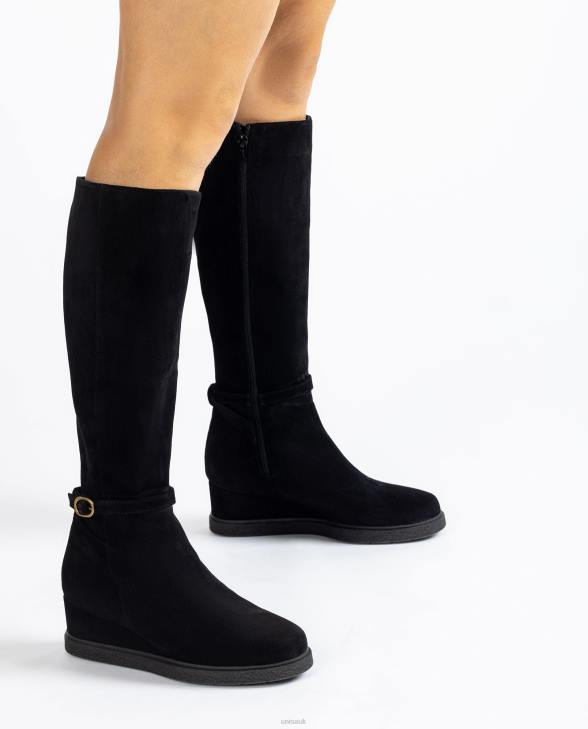 Kids Unisa High shaft suede boot with a wedge and non-slip rubber sole Black0X8N1071