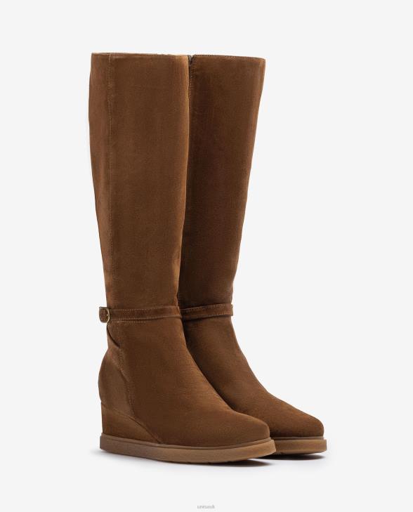 Kids Unisa High shaft suede boot with a wedge and non-slip rubber sole Brown0X8N1072