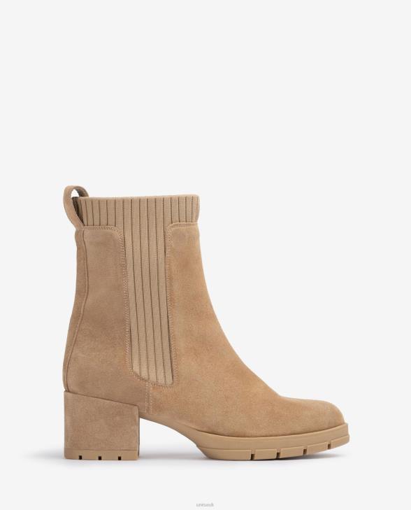Kids Unisa Suede ankle boot with a ribbed sock Beige0X8N935