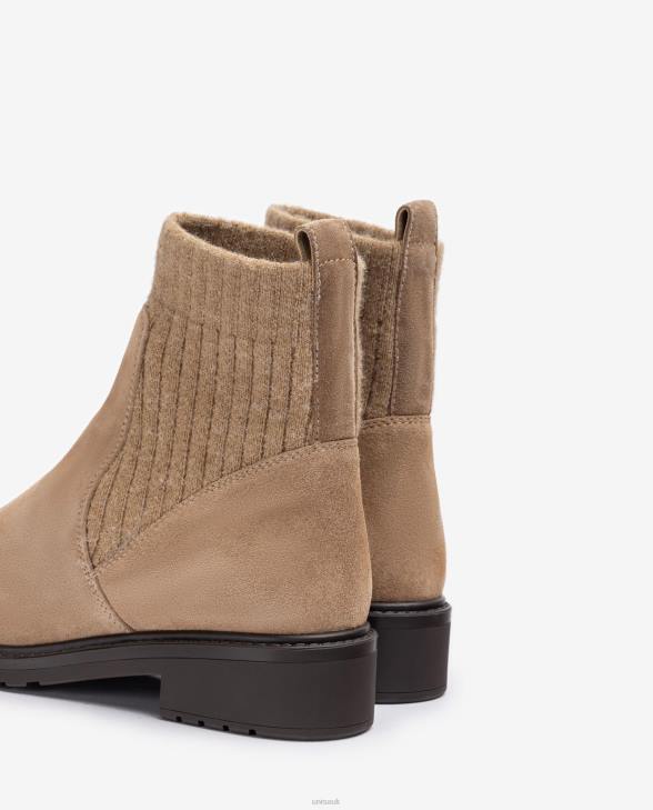 Kids Unisa Suede ankle boots with elastic quarter top line Beige0X8N891