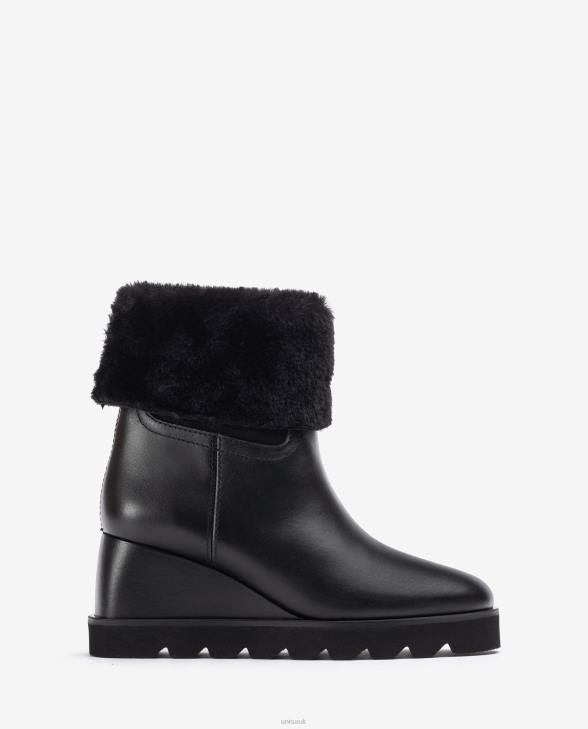 Women Unisa Ankle boot with a wedge and warm lining Black0X8N962