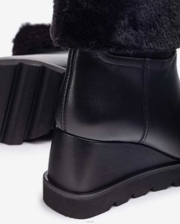 Women Unisa Ankle boot with a wedge and warm lining Black0X8N962