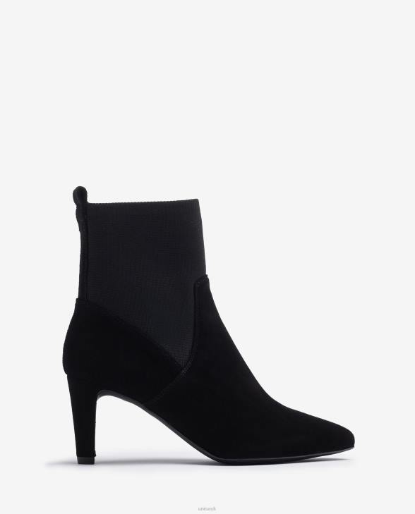 Women Unisa Ankle boot with recycled stretch fabric quarter top line Black0X8N955