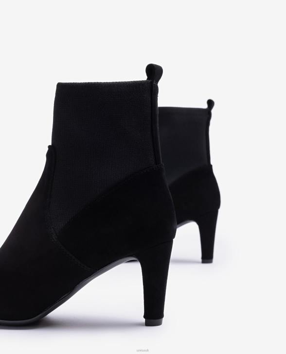 Women Unisa Ankle boot with recycled stretch fabric quarter top line Black0X8N955