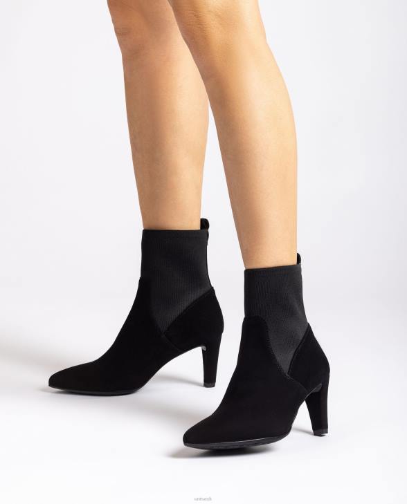 Women Unisa Ankle boot with recycled stretch fabric quarter top line Black0X8N955