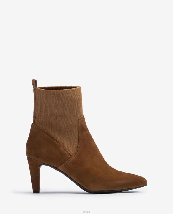 Women Unisa Ankle boot with recycled stretch fabric quarter top line Brown0X8N956