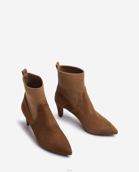 Women Unisa Ankle boot with recycled stretch fabric quarter top line Brown0X8N956