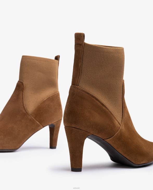 Women Unisa Ankle boot with recycled stretch fabric quarter top line Brown0X8N956