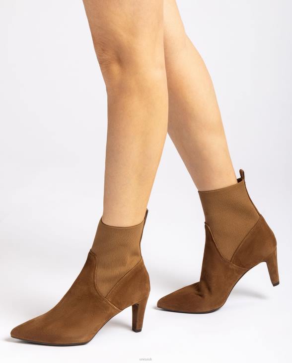 Women Unisa Ankle boot with recycled stretch fabric quarter top line Brown0X8N956