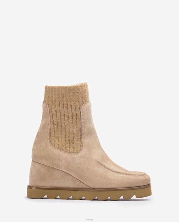 Women Unisa Ankle boot with ribbed fabric quarter Beige0X8N977