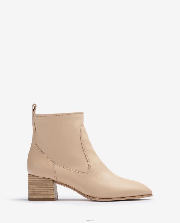 Women Unisa Leather ankle boot with a heel Beige0X8N847