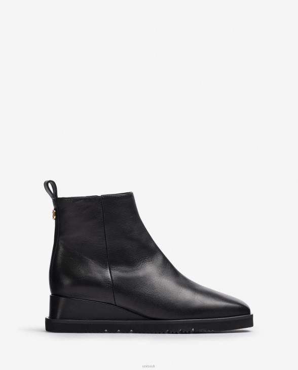 Women Unisa Leather ankle boot with a wedge Black0X8N911