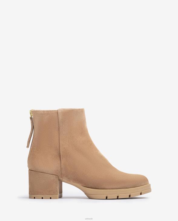 Women Unisa Leather ankle boots with a zip Beige0X8N921