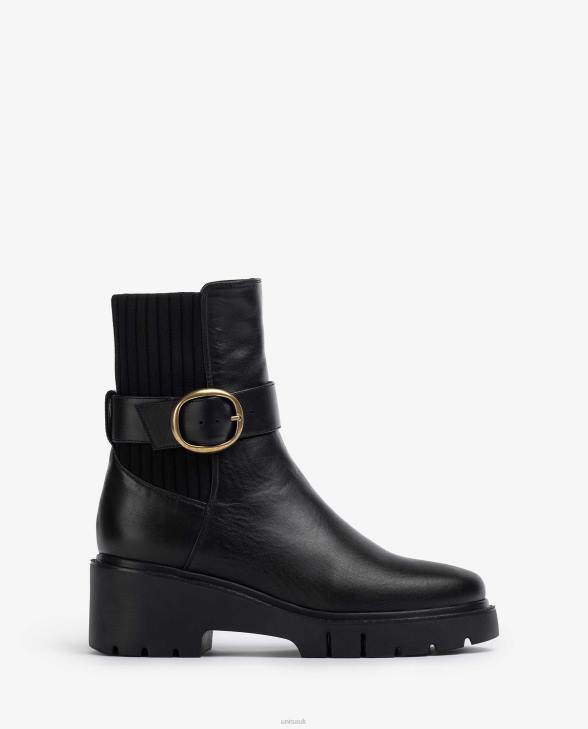 Women Unisa Leather ankle boots with back elastic and buckle strap Fashion0X8N933