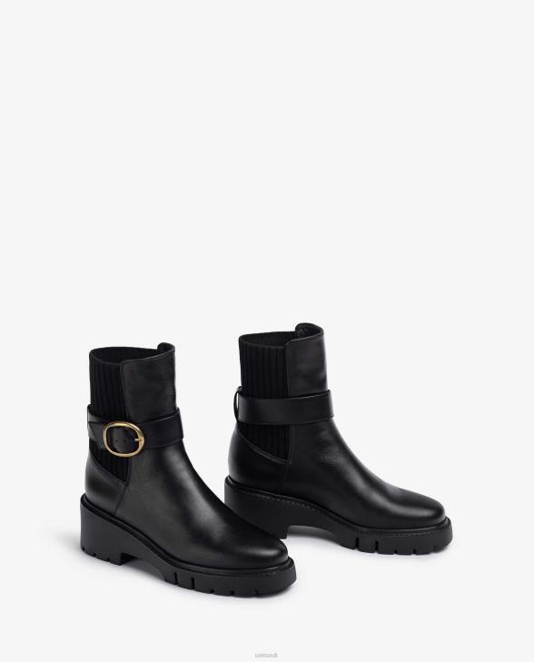 Women Unisa Leather ankle boots with back elastic and buckle strap Fashion0X8N933