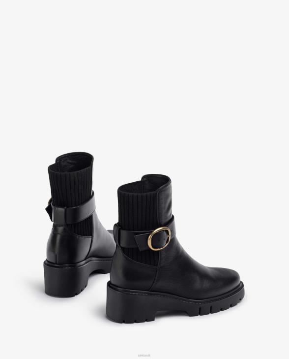 Women Unisa Leather ankle boots with back elastic and buckle strap Fashion0X8N933