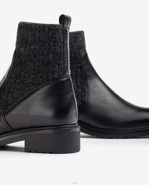 Women Unisa Leather ankle boots with stretch fabric quarter top line. Fashion0X8N893