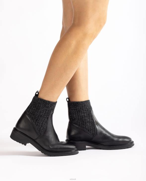 Women Unisa Leather ankle boots with stretch fabric quarter top line. Fashion0X8N893