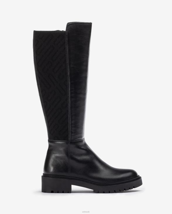 Women Unisa Leather boot with patterned stretch fabric Graceful0X8N1065