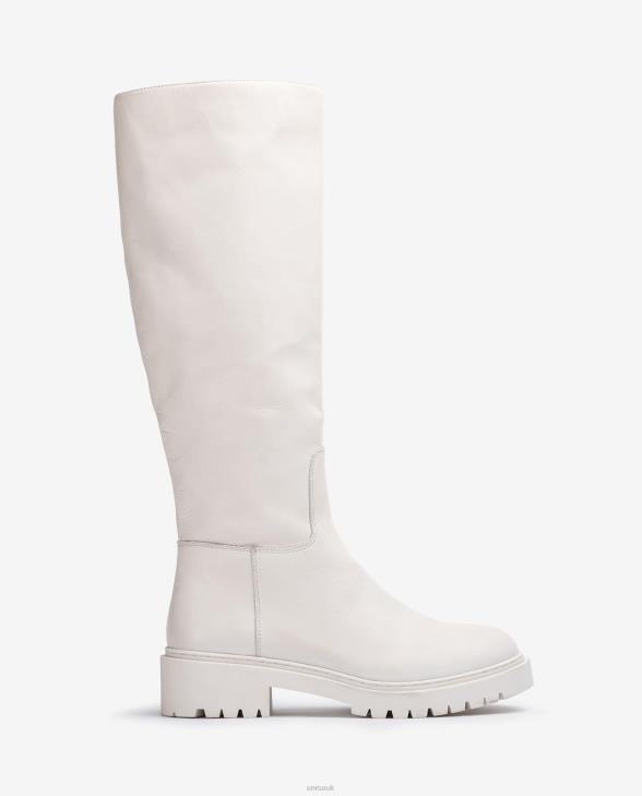 Women Unisa Leather boot with track sole White0X8N1049