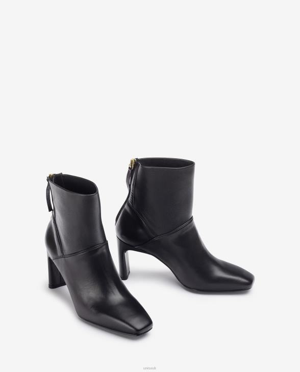 Women Unisa Square toe ankle boot with a high heel Black0X8N1013