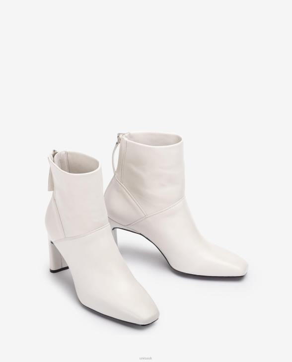 Women Unisa Square toe ankle boot with a high heel White0X8N1014