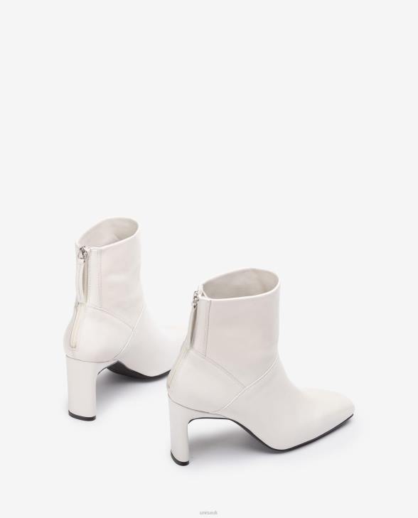 Women Unisa Square toe ankle boot with a high heel White0X8N1014