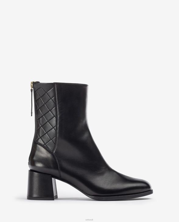 Women Unisa Square toe ankle boot with a wide heel Black0X8N990