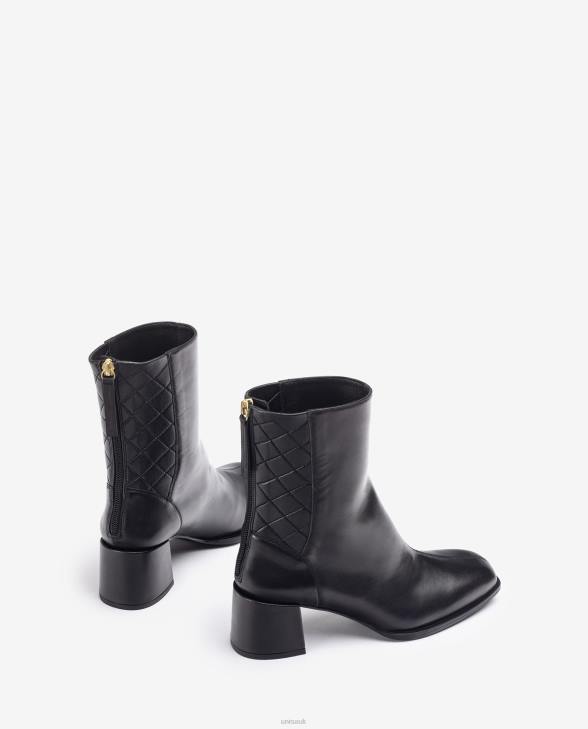 Women Unisa Square toe ankle boot with a wide heel Black0X8N990