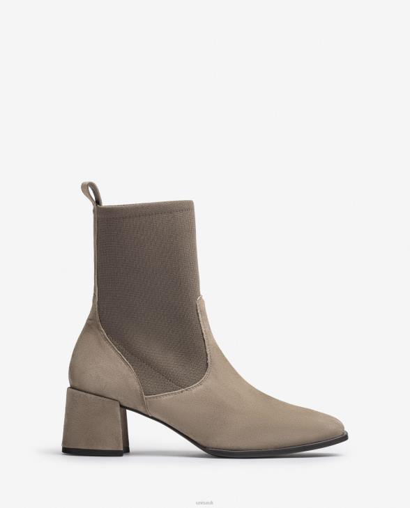 Women Unisa Square toe ankle boot with stretch fabric Brown0X8N965