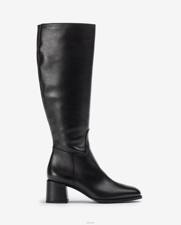 Women Unisa Square toe boot with a wide heel Black0X8N1054