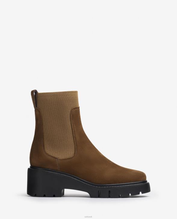 Women Unisa Suede ankle boot with stretch fabric Brown0X8N920