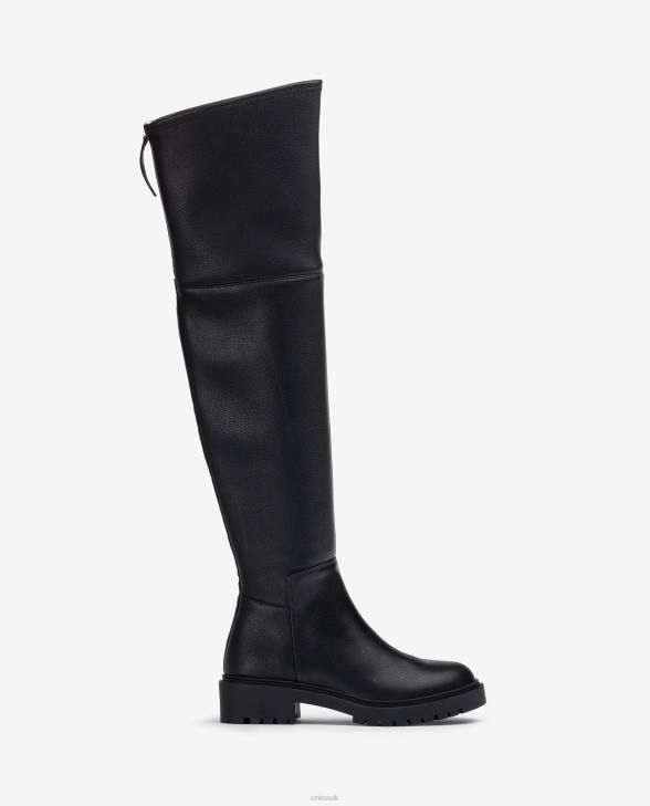 Women Unisa Thigh boot with a track sole Black0X8N1052
