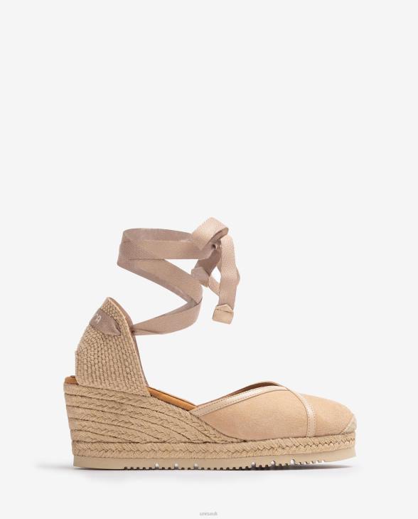 Women Unisa Contrasting D'Orsay ankle strap espadrille Beige0X8N707