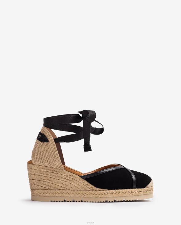 Women Unisa Contrasting D'Orsay ankle strap espadrille Black0X8N740