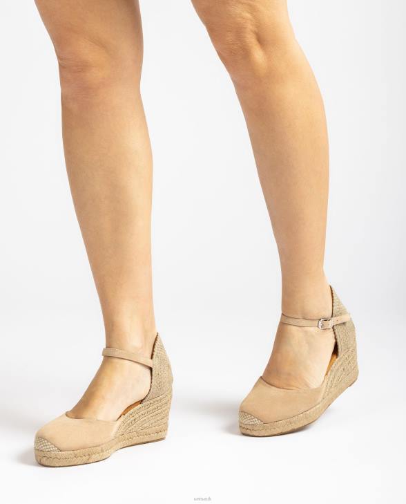 Women Unisa D'Orsay ankle strap espadrille in suede Beige0X8N730
