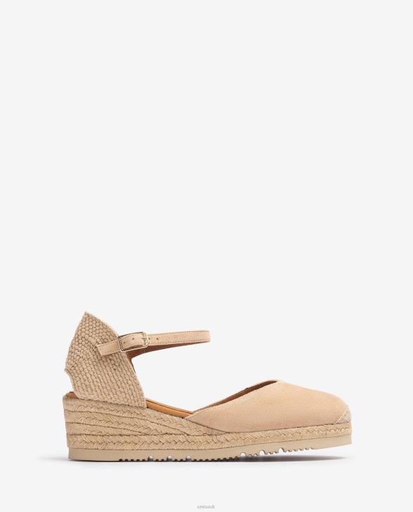 Women Unisa D'Orsay ankle strap espadrille in suede Beige0X8N759
